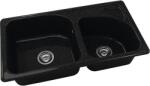 FAT Chiuvetă bucătărie granixit cu 2 cuve FAT Classic 204 90x49 cm, fără picurător, cu săpunieră, Galaxy Black (204422) Chiuveta