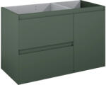 Jungborn Dulap bază lavoar baie suspendat Jungborn DECEM 100 cm MDF verde mat 2 sertare 1 coș rufe dreapta (169003)