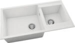 FAT Chiuvetă bucătărie fatgranit 2 cuve FAT Avangard 234 49x90 cm fără picurător Pure White reversibilă (234-1000) Chiuveta
