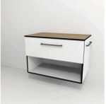 Devo Dulap bază lavoar baie suspendat Devo Sonus 2.0 77x52 cm MDF alb/stejar bardolino 1 sertar cu închidere lentă 1 poliță (SO2-SU1S77x52F01K51)