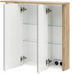 Möbelpartner Dulap baie cu oglindă SPS 800.1 80x72 cm PAL stejar natur 3 uşi cu iluminare (142530)