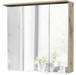Möbelpartner Dulap baie cu oglindă Profil16 70x72 cm PAL stejar natur 3 uşi iluminare LED (134892)