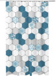 Frandis Perdea de duș Mosaique 180x200 cm textil alb/albastru/gri (195054) Perdea de dus