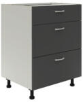 haaus Corp inferior bucătărie 60 cm, 3 sertare, alb/antracit (912727)