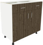 haaus Corp inferior bucătărie Karo 80 cm, 2 uși 2 sertare, alb/stejar bronz (917401)