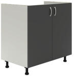 haaus Mască chiuvetă bucătărie 80 cm, 2 uși, alb/antracit (912710)