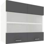 haaus Corp superior bucătărie Karo cu ușă de sticlă 80 cm, alb/antracit (917548)