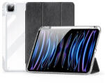 Apple iPad Pro 11 (2024), mappa tok, érintőceruza tartó, közepesen ütésálló, textil hatású előlap, átlátszó hátlap, Smart Case, Dux Ducis Unid, fekete