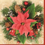 POL-MAK Karácsony Red Poinsettia szalvéta 20 db-os 33x33 cm PKK004153 (PKK004153)