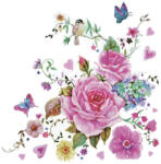 POL-MAK Virág Drawn Roses with Butterflies szalvéta 20 db-os 33x33 cm PKK032545 (PKK032545)