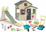 Smoby Set căsuța Prietenilor cu tobogan cu dublu val Friends Evo Playhouse Life Smoby extensibilă cu apă roabă și mașină de tuns iarba cu cărucior de tras (SM810206-A12) Casuta pentru copii