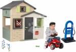 Smoby Set căsuța Prietenilor ecologică și benzinărie Friends Evo Playhouse Life Smoby extensibilă și babytaxiu Bobby Car cu sunete și roți din cauciuc (SM810206-A29) Casuta pentru copii