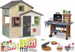 Smoby Set căsuța Prietenilor și grătar cu apă curgătore Friends Evo Playhouse Life Smoby extensibilă cu alimente și aparat de făcut vafe (SM810206-A8) Casuta pentru copii