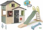 Smoby Set căsuța Prietenilor cu tobogan de 2, 3 m și tunel de apă Friends Evo Playhouse Life Smoby extensibilă cu coș de baschet (SM810206-A10) Casuta pentru copii
