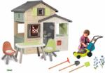 Smoby Set căsuța Prietenilor cu ușă mare și cu loc de stat în grădină Friends Evo Playhouse Life Smoby extensibilă și set de unelte cu mașină de tuns iarba cu sunete (SM810206-A24) Casuta pentru copii