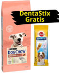 Dog Chow Purina Dog Chow Sensitive Adult lazaccal 14kg + 3x PEDIGREE DentaStix fogápolási jutalomfalat kutyáknak 45/77g