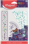 Maped Vonalzókészlet, műanyag, törhetetlen, 3 darabos, MAPED "Pixel Party Twist`n Flex (981835) - nyomtassingyen