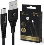 Extralink Smart Life fonott 15W USB Type-A - Type-C kábel, 2m, fekete, USB kábel, 5V 3A