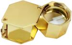  Lupa metalica hexagonală bijutier aurie cu husa din piele 10x