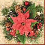 POL-MAK Karácsony Red Poinsettia szalvéta 20 db-os 33x33 cm (PKK004153)
