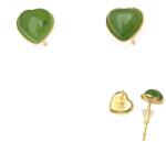  Cercei din Jad Nefrit Natural Inima 7x7x14 mm - Argint 925 Aurit - Cristalul Echilibrului si Protectiei - 1 Pereche