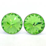  Kristály fülbevaló peridot színű rivoli 12 mm (150105)
