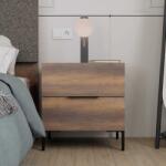 Adore Noptiera Adore Oryana, 2 sertare, Alb - Nuc, 55x59x44 cm (KMD-1720-OO-1)