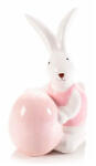 Decorer Figurina Iepuras Paste din ceramica roz alb 8x7x12 cm (A71.41.43Adeco)