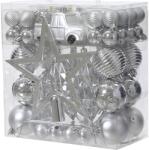 Decoris díszkészlet, műanyag, különféle felületek, ezüst, 66 db