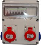 SCAME E2 633. RO0025 vezetékes építési helyszíni elektromos szervezőpanel, 5 modulos, felületre szerelhető, 2 db háromfázisú 16A/32A aljzattal és 2 db földelt szimpla aljzattal, IP44 (633.RO0025)