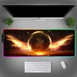 VisionHub Nagy RGB professzionális játék egérpad, LED világítás, puha felület, gumírozott csúszásgátló alap, többféle világítási mód, állítható fényerő, 600x350x4 mm, szárnyak (V-0016)
