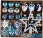 Kring karácsonyfadísz készlet, különböző formájú és méretű, kék, 90 db (EG01-PE10-LX90-BLUE)