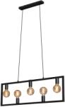 Briloner Leuchen Kotak Függőlámpa, Fémtest, 5 x E27 foglalat, max. 40W, Állítható magasság, 98 x 150 cm, Fekete (4028-055)