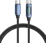 Tech-Protect Kábel: TECH-PROTECT Ultraboost - Type-C / Type-C (USB-C) fekete szövet gyorstöltő kábel, kijelzővel 1m, 5A/100W (TG-FD5906203690657)