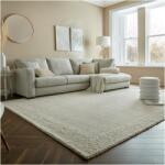 Flair Rugs Bobble Wool Border téglalap alakú szőnyeg, 120 x 170 cm, 2000 g/m2, 70% gyapjú, 30% nejlon, elefántcsont színű