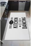 Oyo home konyhaszőnyeg, Dancing modell, 80x200 cm, poliészter, digitális nyomtatás, csúszásmentes hátlap, fehér/fekete (HMF-BHSN608_80x200)