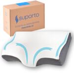 Suporto Anatómiai memóriahabos párna középső bemélyedéssel, Suporto, ergonomikus ortopéd párna alváshoz és olvasáshoz, atka ellenes és antiallergén huzattal kapható, 60 x 34 x 11/7 cm (iPDCA000)