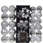 Decoris 40 db-os karácsonyi díszdoboz készlet Decoris, műanyag, különböző méretű, ezüst