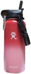 Hydro Flask rozsdamentes acél és vákuumszigetelt vizes palack fedéllel, bilinccsel és szívószállal 946 ml, bordó/rózsaszín (sid501)