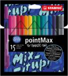 STABILO PointMax tűfilc, 0, 8 mm, 15 szín / készlet, Snooze karton tokban (SW4881506)