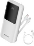 Vention Külső akkumulátor, VENTION, 20000 mAh, 22, 5 W PD gyorstöltés, 2 x USB/1 x USB Type-C interfész, 1 x USB Type-C/1 x Lightning kábel, digitális kijelző, fehér (FHPW0@#LY1111)