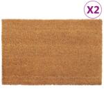 vidaXL 2 db természetes színű rojtos kókuszrost lábtörlő 40 x 60 cm 155597 (155597)