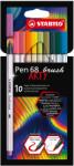 STABILO Pen 68 Arty brush Ecsetfilc készlet, Vegyes színű, 10 db (EO568/10-21-20)