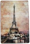  Vintage Dekor Fémtábla, Eiffel-torony dombornyomott fényképe, retro hangulatú kialakítás, 20x30cm (A94)