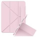 Baseus minimalist tabletvédő álló, bőr hatású, aktív flip, oldalra nyíló, trifold, asztali tartó, ceruza tartó, rózsaszín, kompatibilis: Apple IPAD Air 11, 2024, / IPAD Air 2022 / IPAD Air 2020, Air 4 (05187