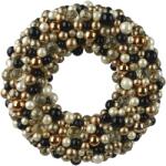 Decoris dekoratív koszorú gömbökkel, 33 cm átmérő, Műanyag, Arany/fekete