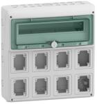 Schneider Electric Kaedra 13182 elektromos panel (doboz), 19 modul, felületre szerelhető, 8 aljzattal/kapcsolóval, IP65