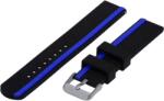 A+ A + Smartwatch Silicon Universal Órarszíj, 20 mm, Samsung, Xiaomi, Huawei, Garmin, Fekete/Kék (CSW2027B)