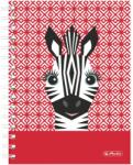 Herlitz jegyzetfüzet készlet, A5, dupla spirál, 100 lap, 70g/m2, mikroperforációk, négyzetek, kemény borító, Cute Animals Zebra motívum, 2 db (50039197-2)