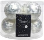 Kaemingk 8 darabos gömbdísz készlet, üveg, 7 cm, tollas megjelenés, matt fehér